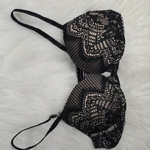 Victoria's Secret Dream Angels Black Nude Push Up Bra Sz 34B